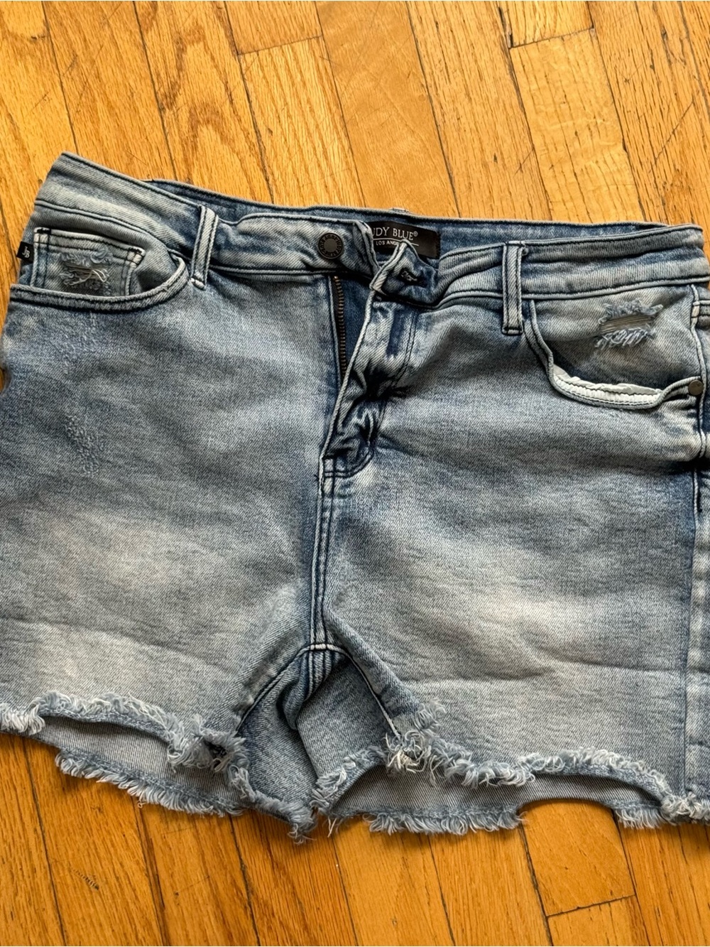 Judy Blue Faded Light Blue Frayed Hem Denim Shorts